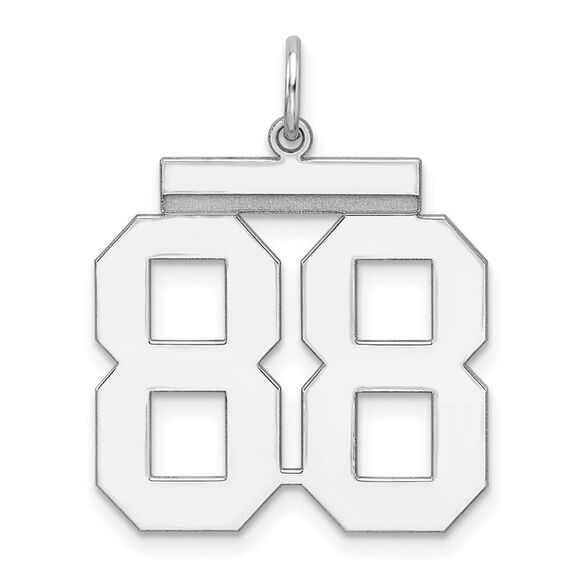 Sterling Silver, Athletic Collection, Large Polished Number 88 Pendant - Picture 1 of 5